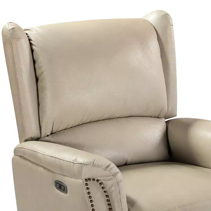 Genuine Leather Power Recliner with Wingback Design, Set of 2