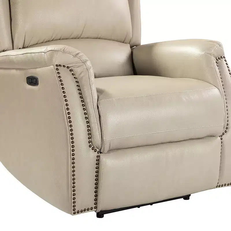 Genuine Leather Power Recliner with Wingback Design, Set of 2