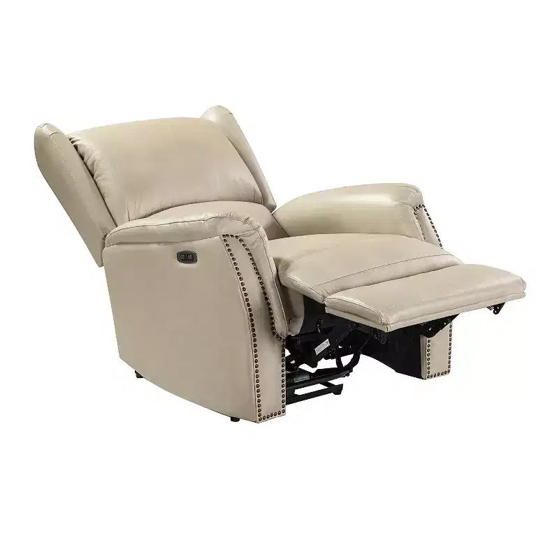 Genuine Leather Power Recliner with Wingback Design, Set of 2
