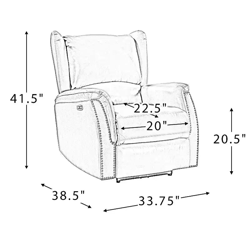 Genuine Leather Power Recliner with Wingback Design, Set of 2