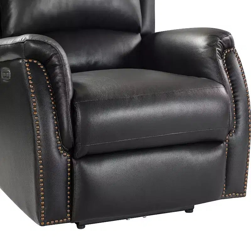 Genuine Leather Power Recliner with Wingback Design, Set of 2
