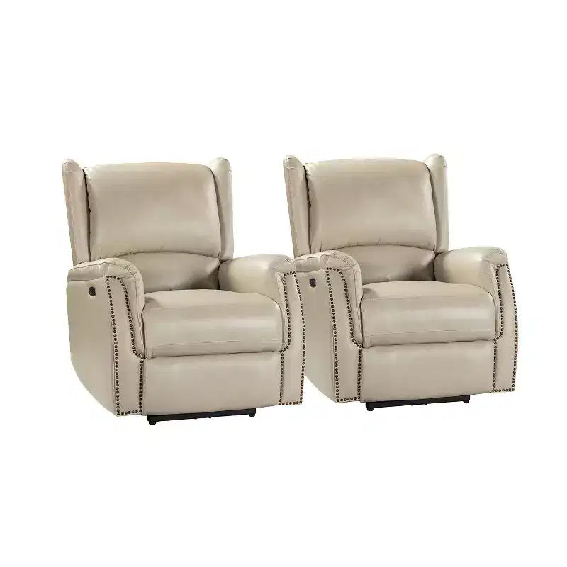 Paulina Genuine Leather Power Recliner with Wingback Design Set of 2|ARTFUL LIVING DESIGNS