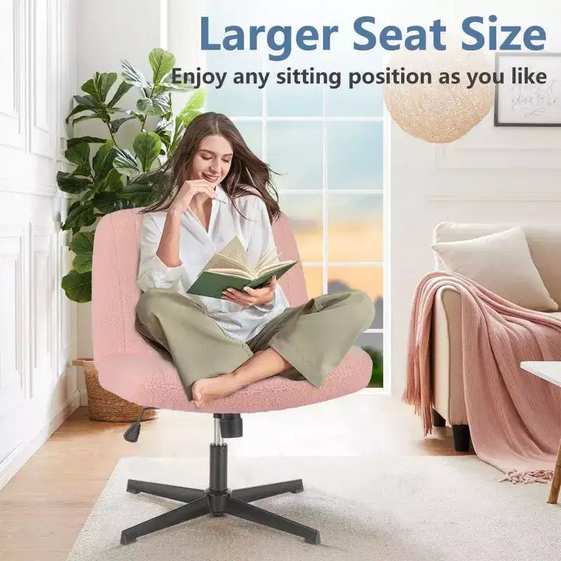 26'' Wide Seat Armless Office Chair with 360 Swivel, Height Adjustment & Rocking Function – No Wheels