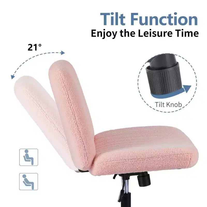 26'' Wide Seat Armless Office Chair with 360 Swivel, Height Adjustment & Rocking Function – No Wheels