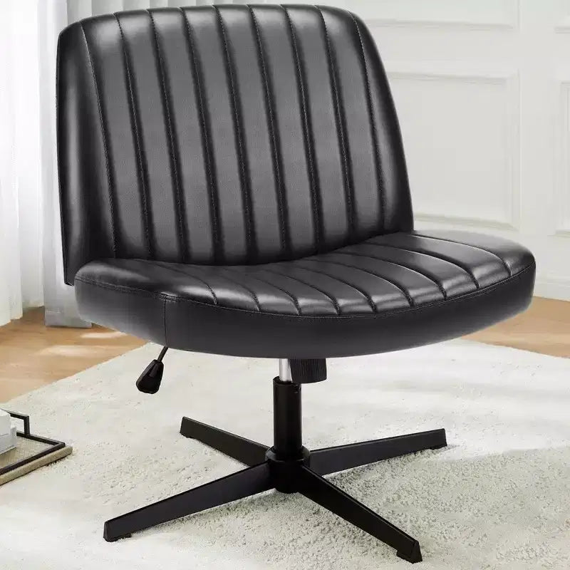 26'' Wide Seat Armless Office Chair with 360 Swivel, Height Adjustment & Rocking Function – No Wheels