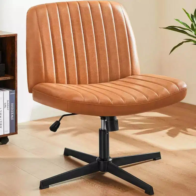 26'' Wide Seat Armless Office Chair with 360 Swivel, Height Adjustment & Rocking Function – No Wheels