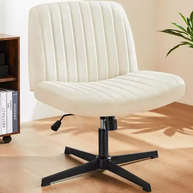 26'' Wide Seat Armless Office Chair with 360 Swivel, Height Adjustment & Rocking Function – No Wheels