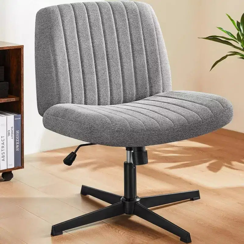 26'' Wide Seat Armless Office Chair with 360 Swivel, Height Adjustment & Rocking Function – No Wheels