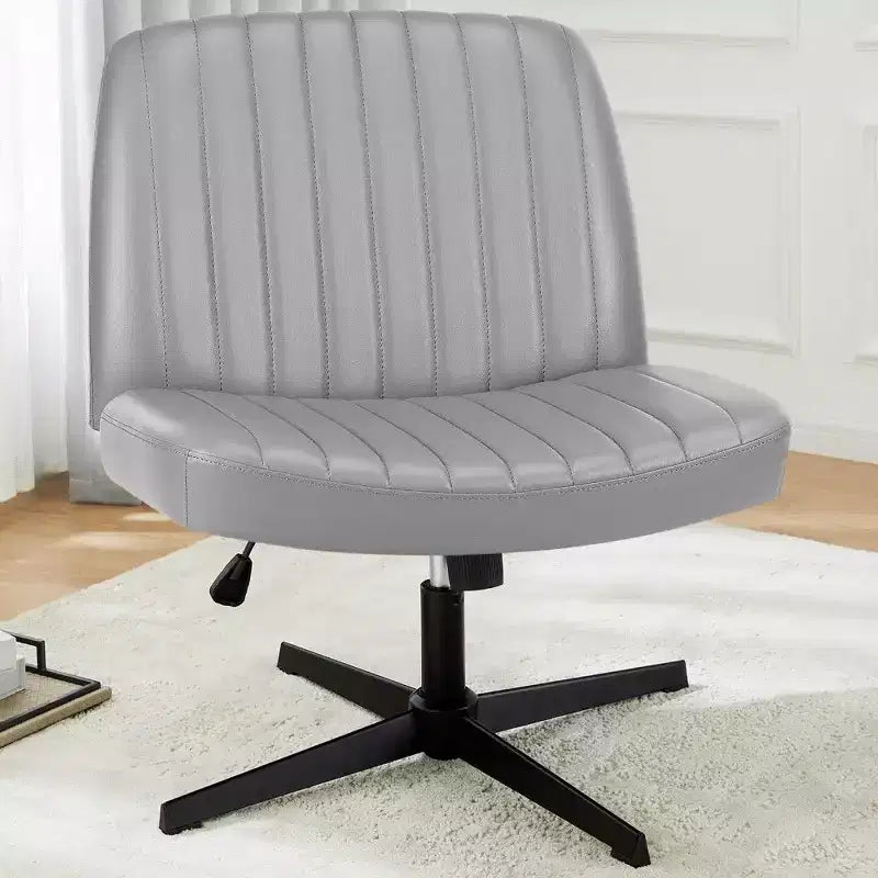 26'' Wide Seat Armless Office Chair with 360 Swivel, Height Adjustment & Rocking Function – No Wheels