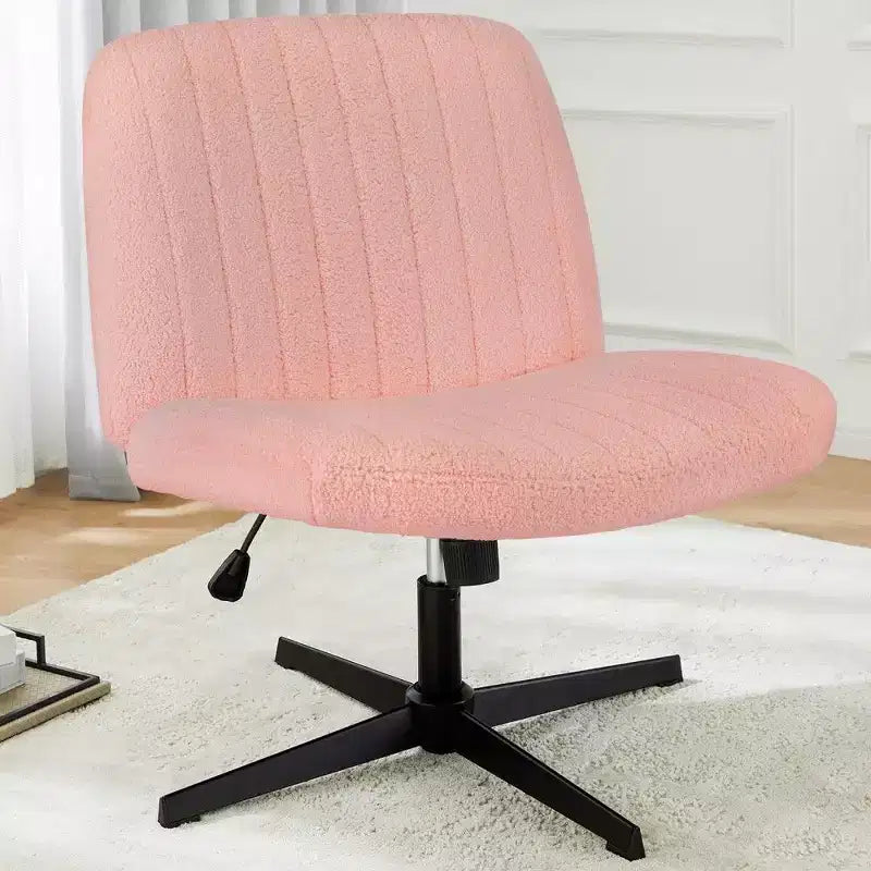 26'' Wide Seat Armless Office Chair with 360 Swivel, Height Adjustment & Rocking Function – No Wheels