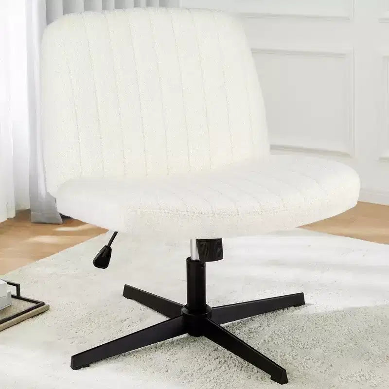 26'' Wide Seat Armless Office Chair with 360 Swivel, Height Adjustment & Rocking Function – No Wheels