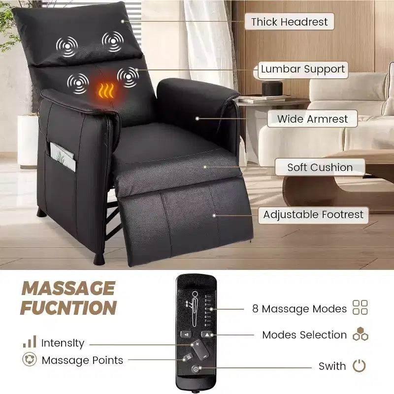 Power Recliner Chair with Massage, Heat and Remote Control