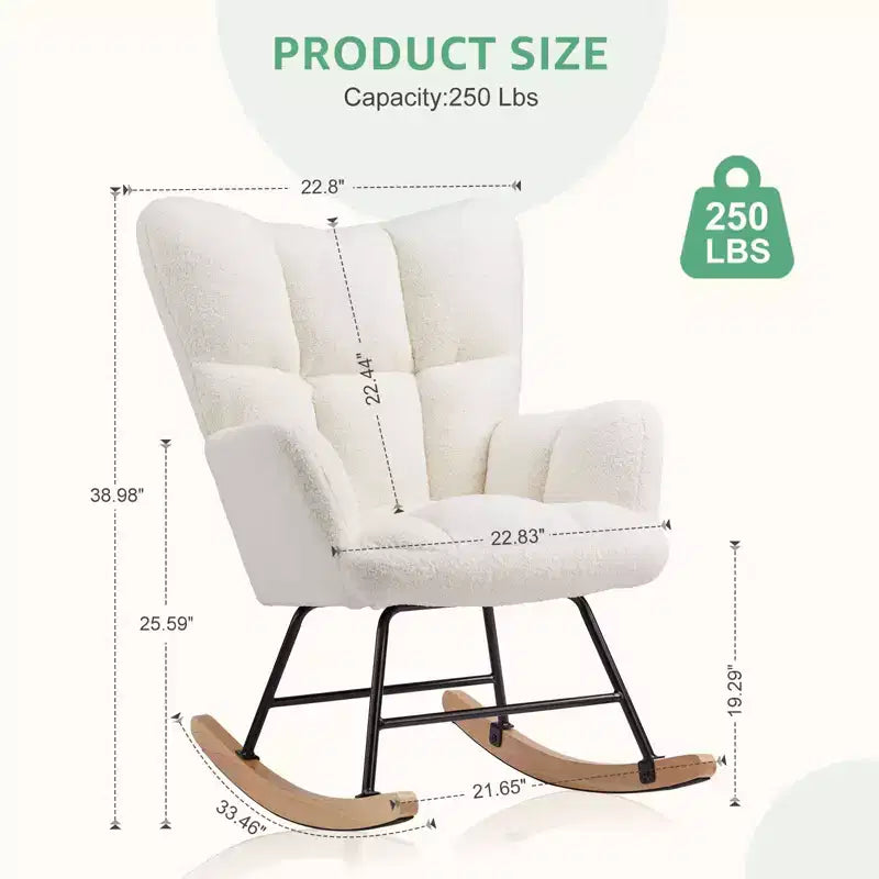 Upholstered Glider Rocker Chair with High Backrest – Accent Chair for Living Room & Bedroom