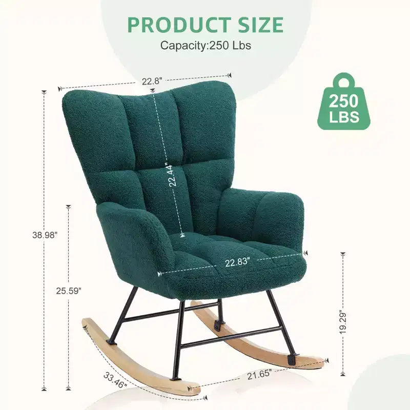 Upholstered Glider Rocker Chair with High Backrest – Accent Chair for Living Room & Bedroom