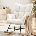 Upholstered Glider Rocker Chair with High Backrest – Accent Chair for Living Room & Bedroom
