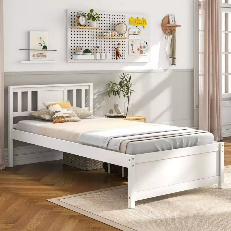 Twin / Full / Queen Size Bed Frame with Headboard and Wood Slat Support, No Box Spring Needed