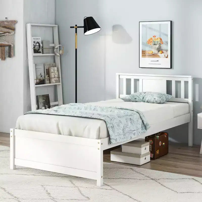 Twin / Full / Queen Size Bed Frame with Headboard and Wood Slat Support, No Box Spring Needed
