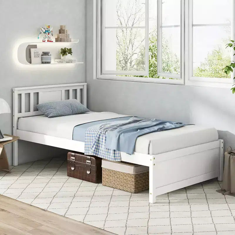 Twin / Full / Queen Size Bed Frame with Headboard and Wood Slat Support, No Box Spring Needed