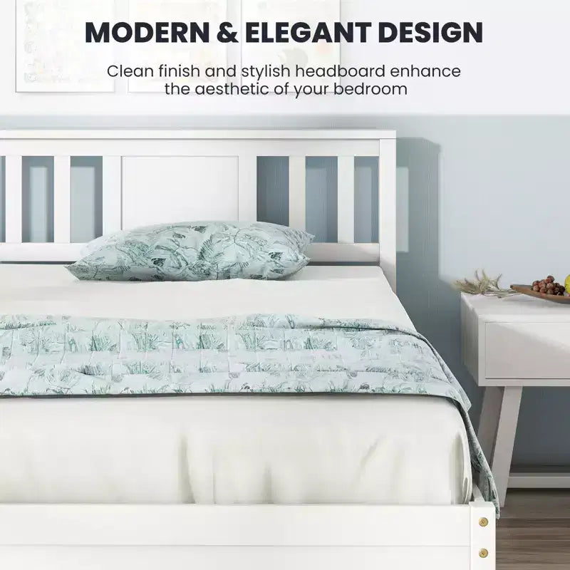 Twin / Full / Queen Size Bed Frame with Headboard and Wood Slat Support, No Box Spring Needed