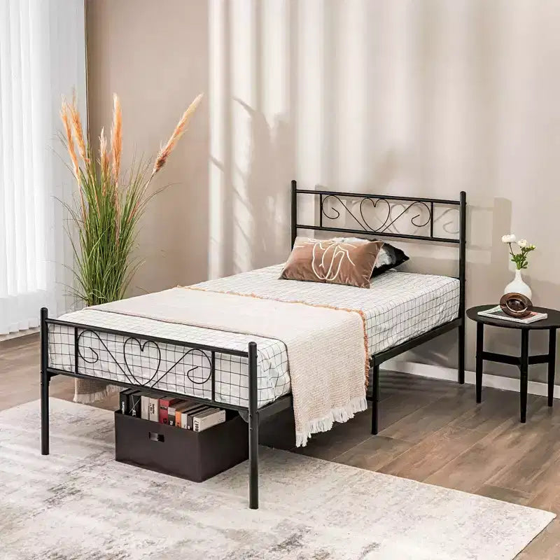 Twin XL Metal Platform Bed Frame with Headboard and Footboard