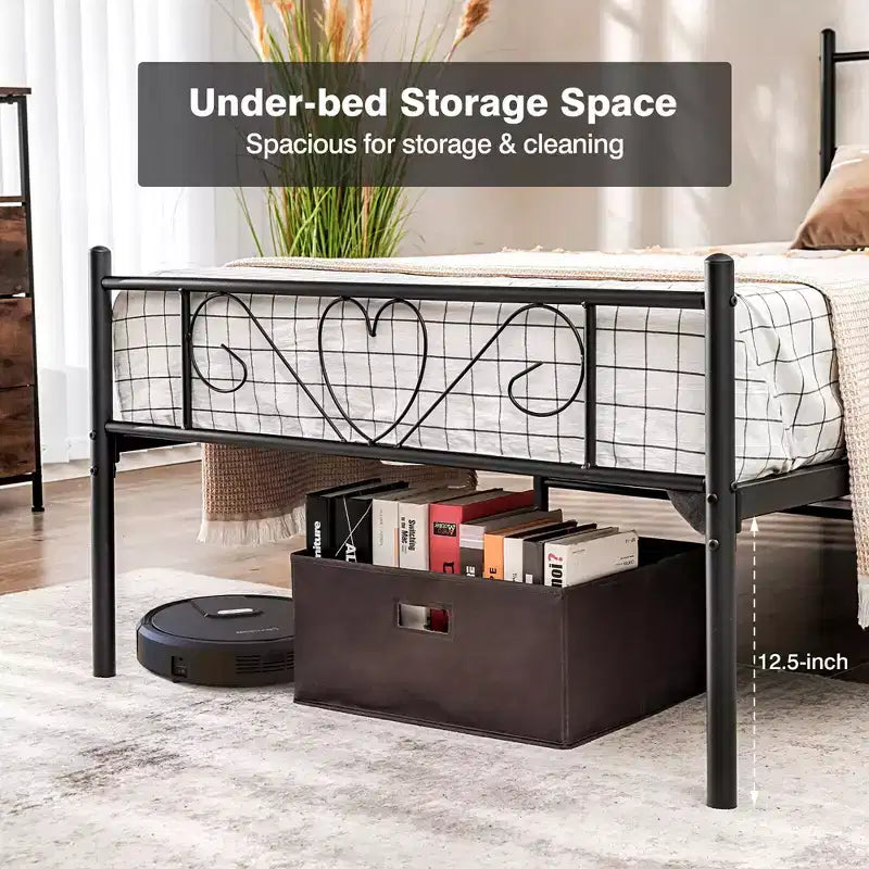 Twin XL Metal Platform Bed Frame with Headboard and Footboard