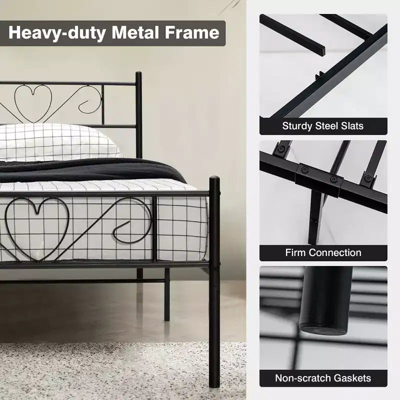 Twin XL Metal Platform Bed Frame with Headboard and Footboard