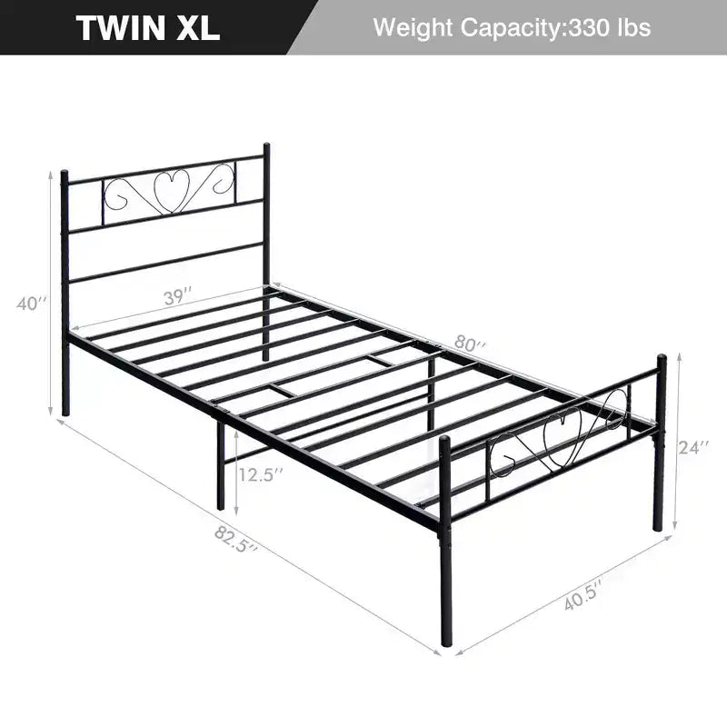 Twin XL Metal Platform Bed Frame with Headboard and Footboard
