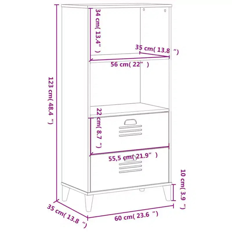 Standing Bookcase with 2 Shelves and Drawers