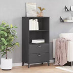 Libreria verticale con 2 ripiani e cassetti