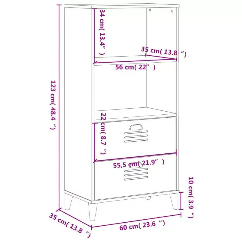 Standing Bookcase with 2 Shelves and Drawers