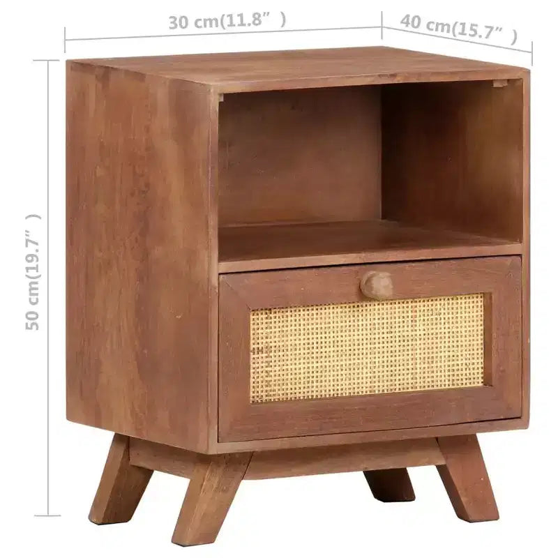 Bedside Cabinet 15.7x11.8x19.7 Solid Mango Wood