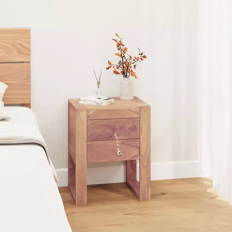 Solid Teak Wood Bedside Cabinet 15.7x11.8x19.7"