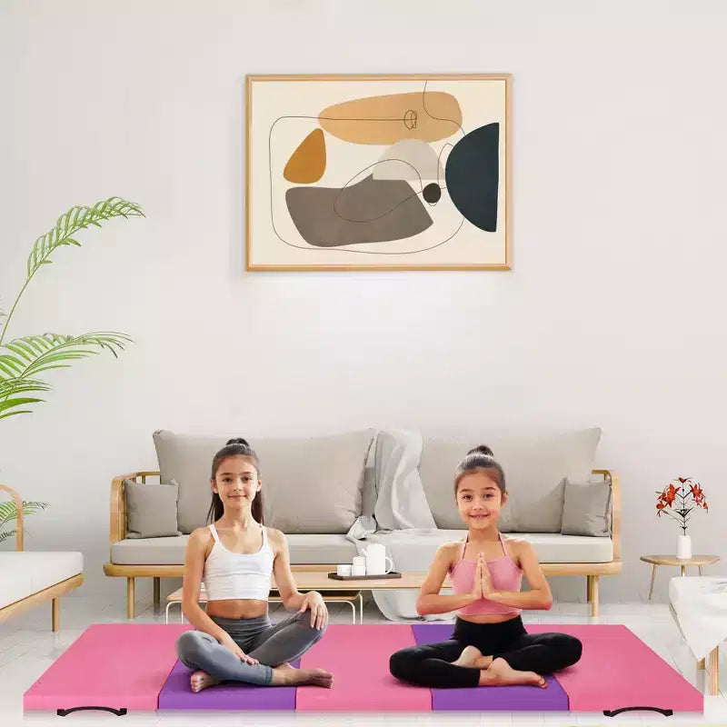 Folding Gymnastics Mat with Handles – EPE Foam Exercise Mat for Home Gym, Yoga & Tumbling