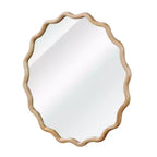 Specchio decorativo rotondo ondulato da 30" con cornice in legno massiccio