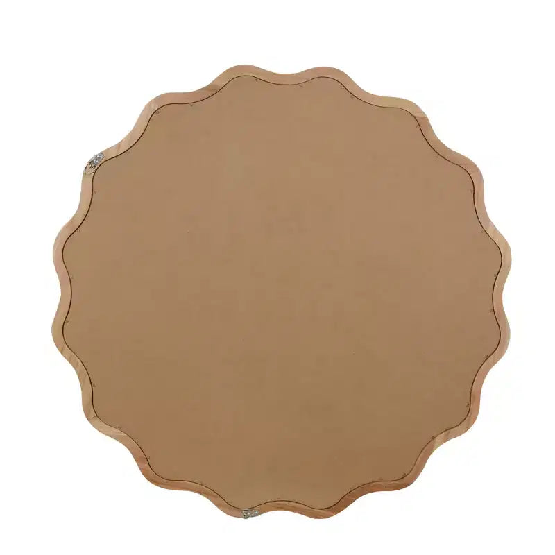 30" Wavy Round Decorative Mirror with Solid Wood Frame
