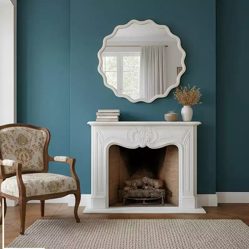 30" Wavy Round Decorative Mirror with Solid Wood Frame