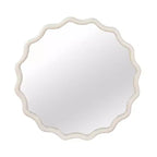 Specchio decorativo rotondo ondulato da 30" con cornice in legno massiccio