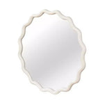 Specchio decorativo rotondo ondulato da 30" con cornice in legno massiccio