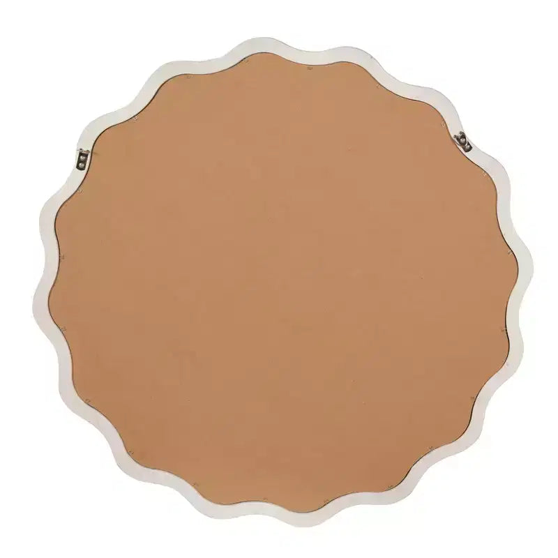 30" Wavy Round Decorative Mirror with Solid Wood Frame