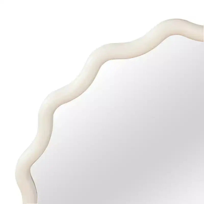 30" Wavy Round Decorative Mirror with Solid Wood Frame