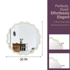 Specchio decorativo rotondo ondulato da 30" con cornice in legno massiccio