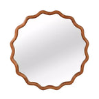 Specchio decorativo rotondo ondulato da 30" con cornice in legno massiccio