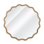Specchio decorativo rotondo ondulato da 30" con cornice in legno massiccio