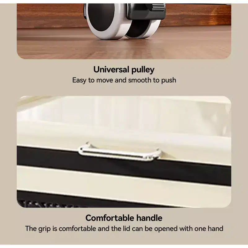 Rolling Storage Bin with Lid - Plastic, Stackable, Silent Casters (24.41 L x 15.35 W x 24.21 H in)