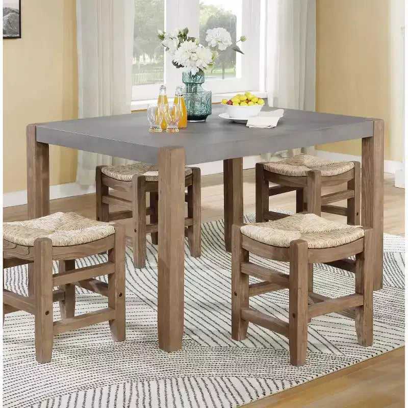 Faux Concrete and Wood Loft Dining Table