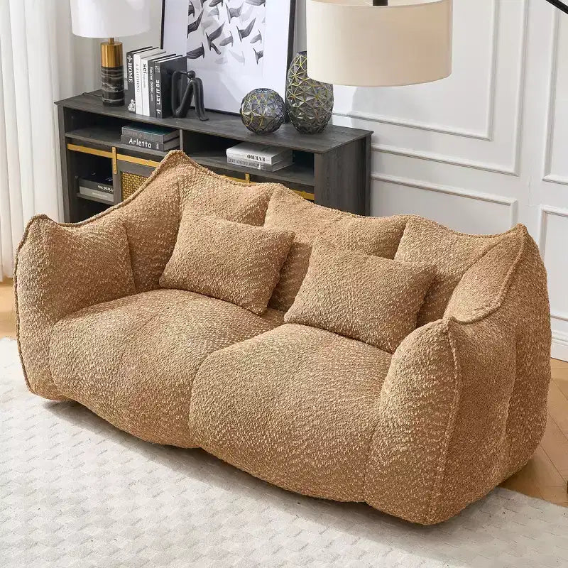 Bean Bag Chair with Foam Fill, 2-Seat Lounge Sofa with Armrest