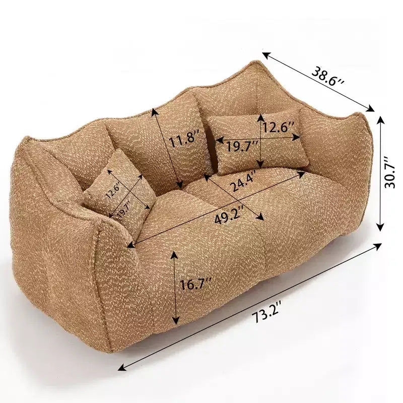 Bean Bag Chair with Foam Fill, 2-Seat Lounge Sofa with Armrest