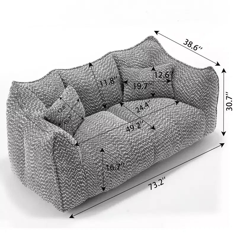 Bean Bag Chair with Foam Fill, 2-Seat Lounge Sofa with Armrest