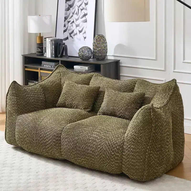 Bean Bag Chair with Foam Fill, 2-Seat Lounge Sofa with Armrest
