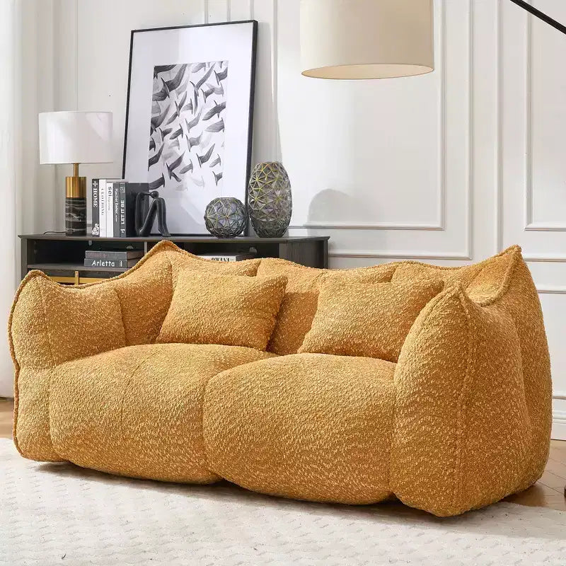 Bean Bag Chair with Foam Fill, 2-Seat Lounge Sofa with Armrest